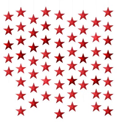 Sternengirlande 4er-Set, 16 m, rot, glitzernd, Papier, Deko