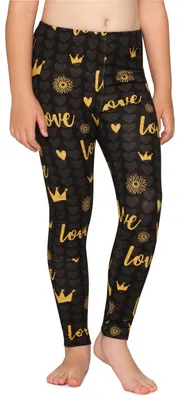 Image de Leggings longs en coton pour fille Merry Style MS10-337 (Graphite/Cœur et couronne, 116)