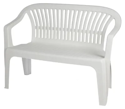 Produktbild von Stapelbank Diva weiß Gartenbank Parkbank Gartenmöbel Terrasse Balkon Outdoor Kunststoff 114x55x82cm