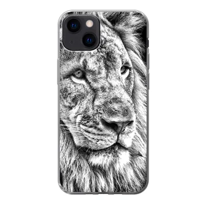 Produktbild von MuchoWow® Handyhülle Schutzhülle Hülle für iPhone 13 Porträt - Löwe - Schwarz und weiß Silikon Softcase Handy Hülle - Karteninhaber