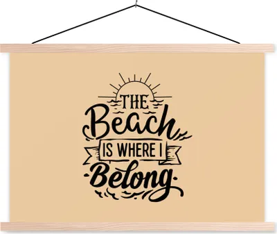 Produktbild von MuchoWow® Textilposter Strand - Zitate - Sonne 120x80 cm mit holzfarbenen Rahmen - Aufhängeset