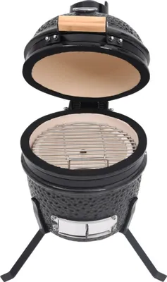 Image de vidaXL Gril Kamado 2 en 1 Fumoir céramique 56 cm noir