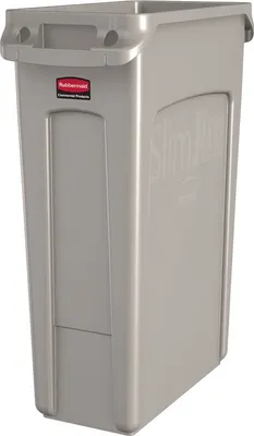 Produktbild von Rubbermaid Slim Jim Belüfteter Abfalleimer mit Luftschlitzen 87L beige