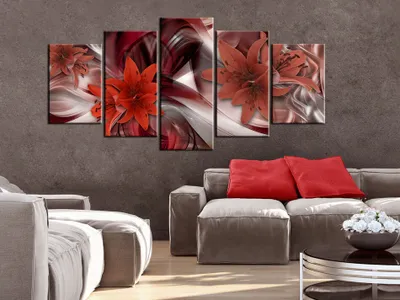 Produktbild von Akustikbild Blumen Abstrakt 200x100 cm Bilder Akustikschaum Hochleistungsschallabsorber Schallschutz Leinwand 5 tlg Wandbild Raumakustik Schalldämmung b-C-0088-b-p