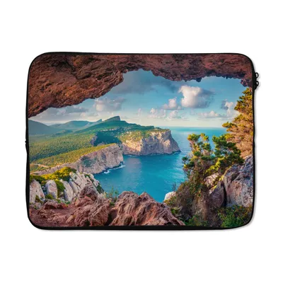 Produktbild von MuchoWow® Laptop Hülle 17 Zoll Laptoptasche Höhle - Natur - Meer - Landschaft - Zipper - Schutzabdeckung