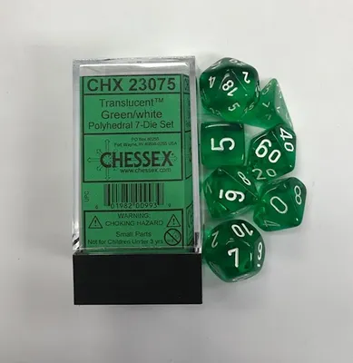 Zdjęcie produktu dla Chessex - półprzezroczysty - zestaw 7 kostek - zielony/biały