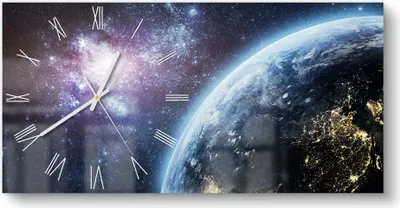 Produktbild von DEQORI Glasuhr 60x30 cm Römisch 'Blick aus dem All' Wanduhr Glas Uhr Design leise Küchenuhr