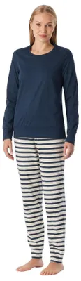 Image de Schiesser pyjama pantalon long casual essentials bleu foncé femme
