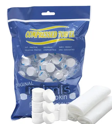 Image de Omgoods - Lingettes jetables, 100 pièces - Biodégradables - Douces et absorbantes - Idéales pour les voyages, le camping et le sport - Dimensions : 20 x 25 cm - Coton hypoallergénique - Serviette