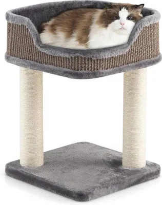 Produktbild von Famanu Katzenkratzbaum mit Plüschsitz und Sisalpfosten - Kompakter Kratzbaum für Katzen