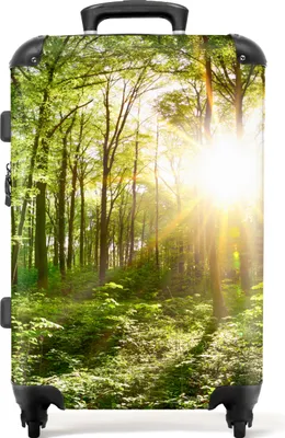 Produktbild von NoBoringSuitcases.com® Großer Koffer - Wald - Bäume - Pflanzen - Sonne - Frühling - Kombinationsschloss TSA - Hartschalen Trolley 4 Rollen - 72 liter - Reisekoffer - 66 cmKoffer Mittelgroß 67x43x25 cm, 72L,