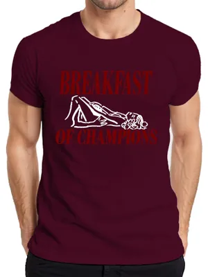 Obrázek produktu pro Tričko "Breakfast Of Champions", vtipné, s dvojznačným humorem, pro dospělé, pánské, barva: vínová, velikost: S