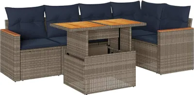 Zdjęcie produktu dla vidaXL 6-częściowa sofa ogrodowa z poduszkami z szarego polirattanu