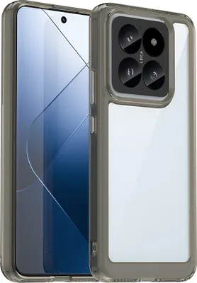 Produktbild von Schutzhülle für Xiaomi 14 Pro Klar Rückseite Stoßfeste TPU Silikon Bumper Hülle Grau