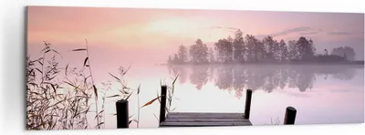 Produktbild von Bild auf Leinwand - Leinwandbild - Morgen Sonnenaufgang Nebel See - 160x50cm - Wand Bild - Wanddeko - Leinwanddruck - Bilder - Kunstdruck - Wanddekoration - Leinwand bilder - Wandkunst - AB160x50-2593