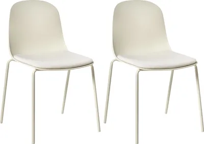 Produktbild von BELIANI Konferenzstühle 2er Set Hellbeige aus Kunststoff Stoffsitz Metallbeine Stapelbar Büromöbel Modernes Design
