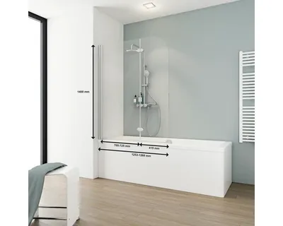 Produktbild von Badewannenaufsatz 2-teilig SCHULTE Komfort ExpressPlus 112 x 140 cm Klarglas Profilfarbe aluminium EP3353 01 50 140