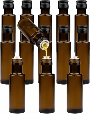 Produktbild von 15 × Öl- & Essigflaschen 100 ml aus Glas mit Ausgießer & Schraubverschluss – für Dressings, Saucen, Kräuteröl, Küche, wiederverwendbar