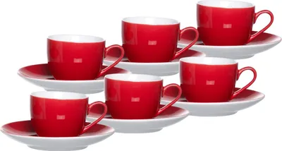 Produktbild von Ritzenhoff & Breker DOPPIO Espressotasse mit Untertasse 80 ml 6er Set rot