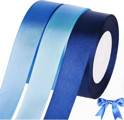Zdjęcie produktu dla Wstążka satynowa niebieska wstążka prezentowa tkanina ślubna dekoracja chrztu 20mm 66m
