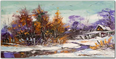 Produktbild von Coloray Küchenrückwand 140x70 Spritzschutz aus Glas - Winter Schnee Baumhaus Fluss