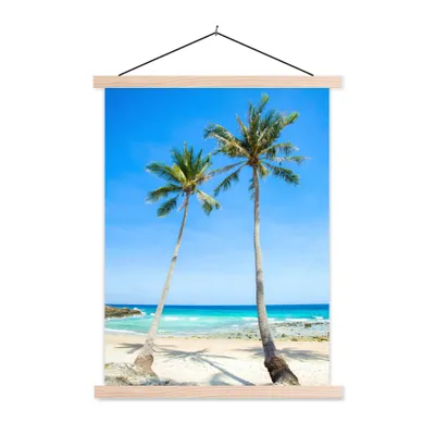 Produktbild von MuchoWow® Textilposter Palme - Sommer - Tropisch 120x160 cm mit holzfarbenen Rahmen - Plakatkarton