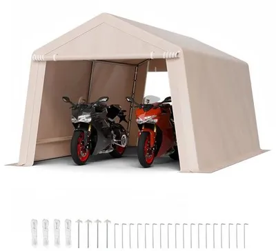 Produktbild von Carport Gerätehaus Garagenzelt - Folienzelt 305x457x243cm - Gartenschuppen für Aufbewahrung und Schutz