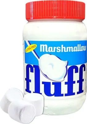 Produktbild von Marshmallow Fluff – 213 g Glas – klassischer Marshmallow-Cremeaufstrich – gluten- & nussfrei+Heartforcards Versandschutz