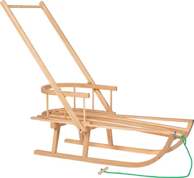 Obrázok produktu pre Drevené sane Detské sane 90x32 cm Opierka chrbta Ťahacie lano Push Bar Sane z bukového dreva Holiday Kovové kovania