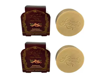 Image de Knossos, 2 savons d'olive grecs parfumés au bois de santal, 100g
