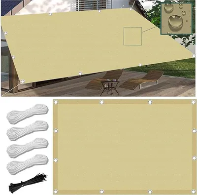 Produktbild von Sonnensegel Rechteckig 2x3M Segeltuch Wasserdicht im Viele Größe und Farben, Beschattungsnetz inkl Befestigungsseile, UV-Schutz, Wetterfest für Garten Terrasse Balkon