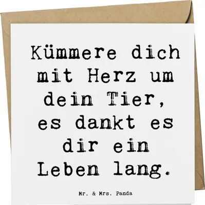Produktbild von Mr. & Mrs. Panda Klappkarte Spruch Haustiere pflegen - Weiß - Geschenk, Unterstützung, Tierliebe, Trost, anlasskarte, liebevolle Tierpflege, Grußkarte, handgefertigt