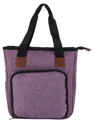 Image de Sac à tricot, portable, multifonctionnel, sac de rangement en tissu Oxford pour crochets et aiguilles à tricoter, violet