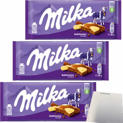 Produktbild von Milka Kuhflecken 3er Pack (3x90g Tafel) + usy Block