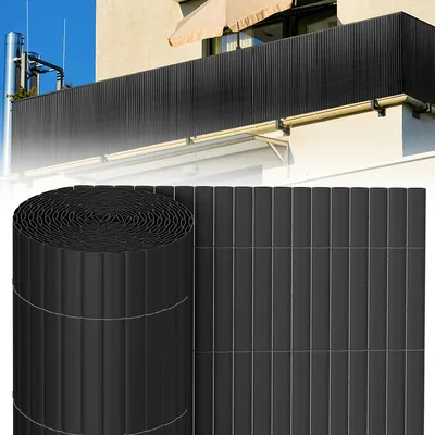 Zdjęcie produktu dla Jayseuw – mata osłonowa z PVC, osłona balkonowa, osłona przed wiatrem, osłona do ogrodzenia i balkonu, kolor szary, 90 x 400 cm