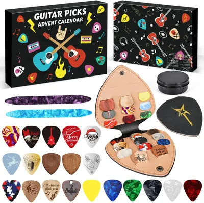 Imagen del producto de Calendario de adviento para músicos, con 24 sorpresas, accesorios para guitarra, ideal para guitarristas