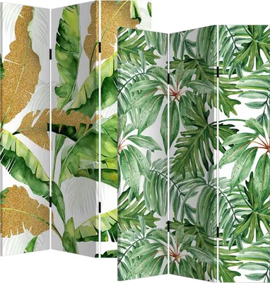 Produktbild von Paravent Monstera 3-teilig 170x120 cm beidseitig bedruckt flexibler Raumteiler