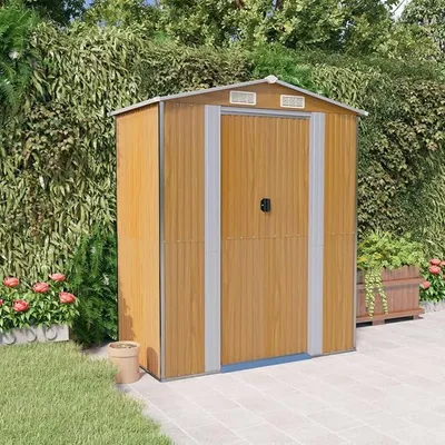 Produktbild von Geräteschuppen Hellbraun 192x108x223 cm Verzinkter Stahl GeräTeschuppen Motorradgarage