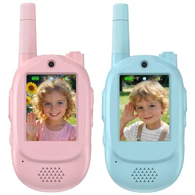 Produktbild von Video Walkie Talkie Kinder, 2er Set Walky Talky Aufladbar mit Display, 2-Way Radio Funkgeräte Große Reichweite, Geburtstag Geschenke Spielzeug