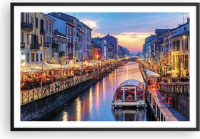 Produktbild von Gerahmtes Poster - Schwarzer Rahmen - Kanal Grande Abend - 91,5x61 cm - Wand Bild - Wanddeko - Wandbilder - Kunstposter - Wandposter - Bilderrahmen - Bilder - Kunstdruck - Wandbild - P2BAA91x61-4331