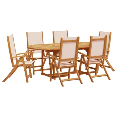 Produktbild von "2026 Aktion" 7-tlg. Garten-Essgruppe - elegantes Design - Sitzgruppe/Gartenmöbel-Set - Massivholz Akazie und Textilene - Terassenmöbel NeuMöbel333003