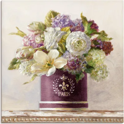 Produktbild von ARTland Leinwandbild Tulpen in Auberginer Hutschachtel Größe: 50x50 cm