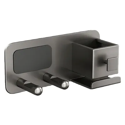 Produktbild von Haarfönhalter, universeller Haarfönhaken Wandbefestigung, Haarwerkzeugaufbewahrung 2-in-1 Haarfönhalter, (schwarz)
