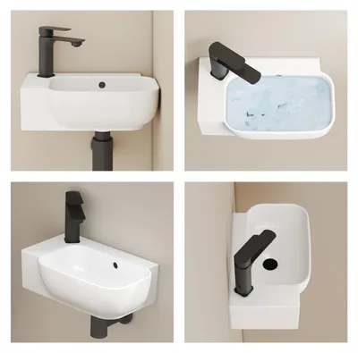 Produktbild von EMKE Klein Waschbecken Rechteckig 40,0 × 25,0 × 14,0 cm – Keramik Waschbecken Mit Hahnloch & Überlauf, Handwaschbecken Klein Ideal für Badezimmer & Gä