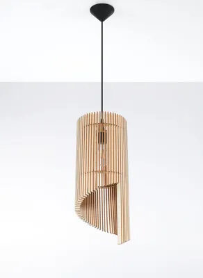 Obrázek produktu pro Závěsná lampa dřevo E27 moderní dekorativní útulná Ø 21 cm závěsná lampa jídelna obývací pokoj