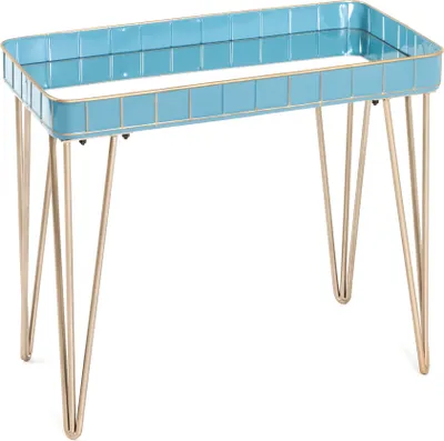 Produktbild von HAKU Beistelltisch blau, gold - Metall, Spiegel, B/H/T: 60x54x31 cm