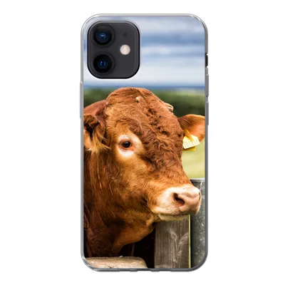 Produktbild von MuchoWow® Handyhülle Schutzhülle Hülle für iPhone 12 Schottischer Highlander - Berg - Zaun Silikon Softcase Handy Hülle - Schutzhülle