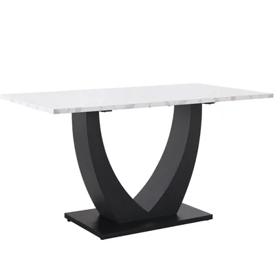 Produktbild von Flieks Esstisch rechteckig, 140x75.5cm, Esszimmertisch mit schwarzen Beinen, Küchentisch Arbeitstisch für Esszimmer Wohnzimmer, weiß+schwarz