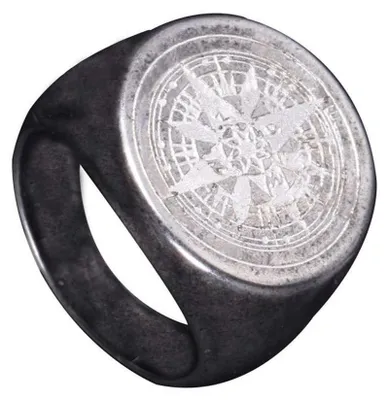 Imagen del producto de Omgoods - Anillo retro "Kompas" de acero inoxidable para hombre