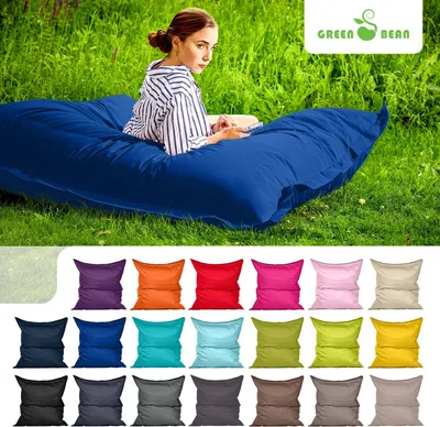 Produktbild von Green Bean® Indoor Sitzsack "Square" 140x180cm mit 380 Liter EPS Perlen Füllung - für Kinder & Erwachsene - Blau